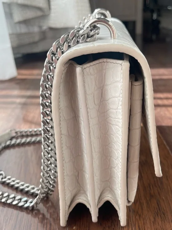 Saint Laurent YSL Kate White Croc Embossed Leather Chain Shoulder Bag - Picture 3 of 8